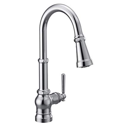 Moen S72003S Paterson One-Handle Pull-down Kitchen Faucet with Power Boost, Includes Interchangeable Handle, Chrome