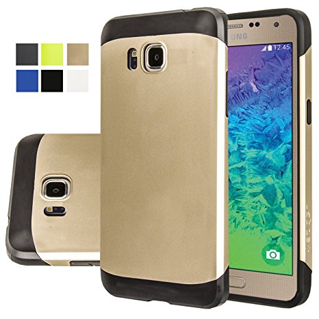 Galaxy Alpha Case, AnoKe [Shock Absorption Shockproof] Silicone Hard Rubber Hybrid Dual Layer Heavy Duty Defender Protective Cover Case For Samsung Galaxy alpha G850A (Armor Gold)