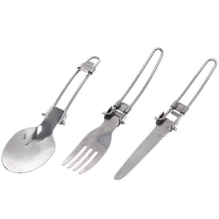 Hey Dreamer Camping Travel 3 Piece Stainless Steel Folding Utensil Set ForkSpoon and Knife