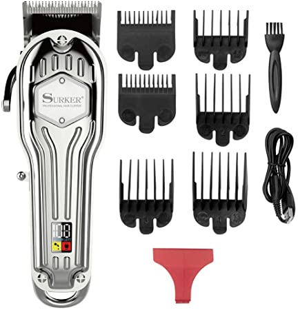 Surker Mens Hair Clippers Cordless Hair Trimmer Haircut & Grooming Kit For Men Beard Trimmer Rechargeable LED Display