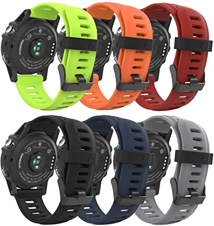 MoKo Band Compatible with Garmin Fenix 6X/Fenix 6X Pro/Fenix 3/Fenix 3 HR/Fenix 5X/5X Plus/D2 Delta PX/Descent Mk1 Smart Watch, [6PACK] Soft Silicone Replacement Watch Band, Multi Color A