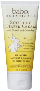Babo Botanicals Soothing Diaper Cream, 3 Ounce - Natural Zinc, Sensitive Skin, Best Natural Diaper Rash Cream