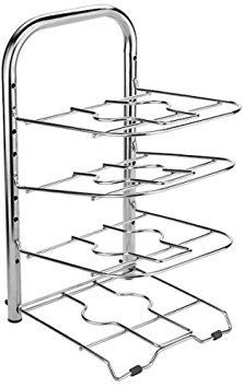 BTH Height Adjustable Large Pan and Pot Organizer Rack, Stainless Steel