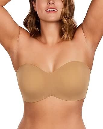 HSIA Strapless Bras for Women, Plus Size Minimizer Bra with Underwire Lightly Lined Convertible Bandeau Bra for Big Busted