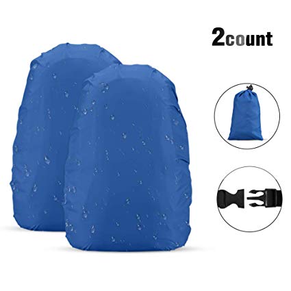 AGPTEK 2-Pack Nylon Waterproof Backpack Rain Cover for Hiking/Camping/Traveling/Outdoor Activities,Blue (S Size)