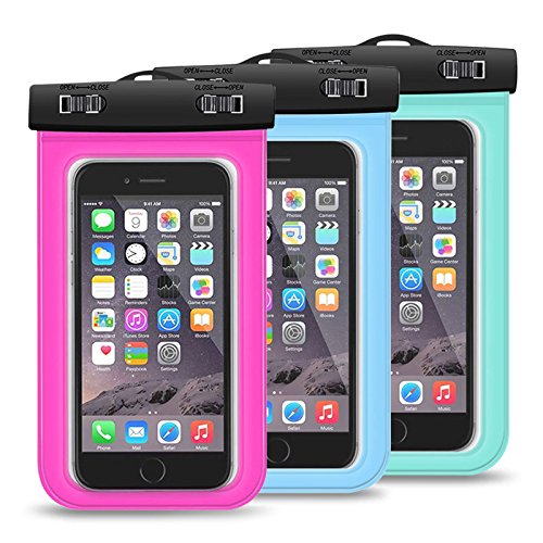 Waterproof Case, Ailkin 3-Pack Universal Dry Bag Case for iPhone 6, 6s, 6s Plus, 6 Plus, Samsung Galaxy S6, S7, Sony, LG, HTC, MP3 player, and Other up to 6-Inch Diagonal SmartPhones-IPX8 Certified