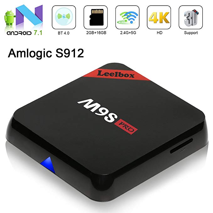 Android TV Box,2018 Leelbox M9S Pro Android 7.1 TV Box Amlogic S912 Octa-core CPU 64 Bits 2GB Ram 16GB ROM 2.4G 5G Dual-Band WiFi/BT 4.0/1000M Lan Supporting 4K (60Hz) Full HD/H.265