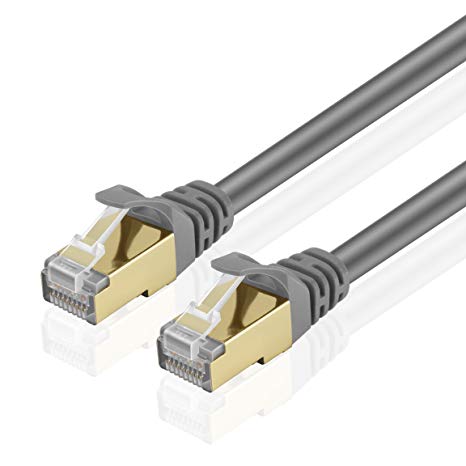 TNP Products TNP Cat6 Ethernet Patch Cable - Professional Gold Plated Snagless RJ45 Connector Computer Networking LAN Wire Cord Plug Premium Shielded Twisted Pair (100FT, Gray)