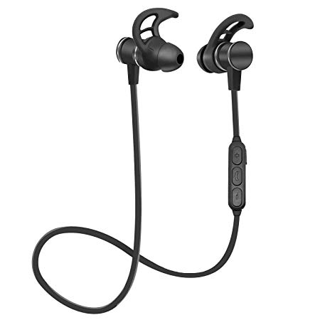 Bluetooth Headphones Dearam Wireless 4.1 Magnetic Earbuds Snug Fit for Sports with Built in Mic TT-BH07 (IPX4 Waterproof, aptX Stereo, 5 Hours Playtime)