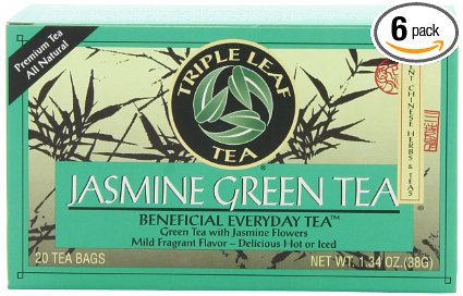 Triple Leaf Tea, Jasmine Green Tea, 20 Tea Bags (Pack of 6)