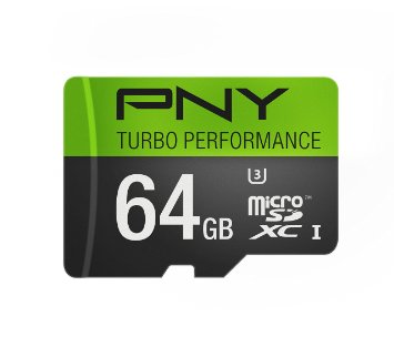 PNY U3 Turbo Performance 64GB High Speed MicroSDXC Class 10 UHS-I up to 90MBsec Flash Card P-SDUX64U390G-GE