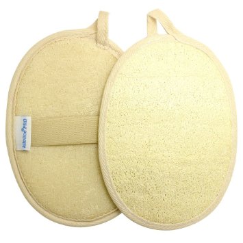 Kiloline 100% Big Size Naturals Exfoliating & Cleansing Loofah Pads-2 Pack Nature's flexible Luffa fibres Sponge Scrubber Brush Close Skin For Bath Spa and Shower Deep Cleansing Massaging Regenerating