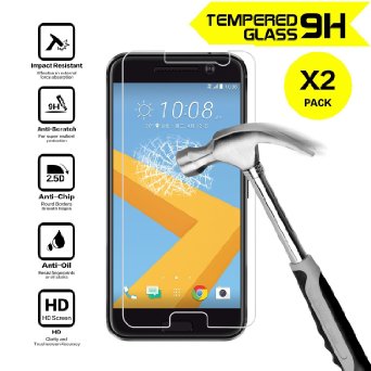 [2 Pack] HTC 10 Screen Protector, Nearpow® [Tempered Glass] Screen Protector with [9H Hardness] [Crystal Clear] [Easy Bubble-Free Installation] [Scratch Resist]