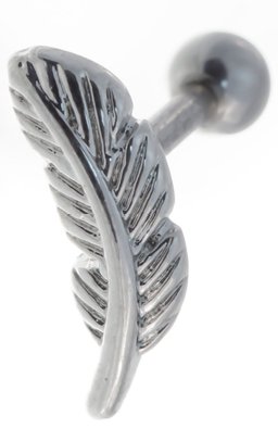 Feather Cartilage Earring 18g-16g Steel Barbell-Feather Helix Earring Jewelry-16 gauge-18 gauge Earring