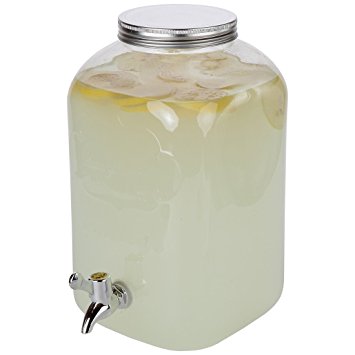 Lily’s Home Clear Plastic Mason Jar Beverage Dispenser With Spigot, 2 Gallon