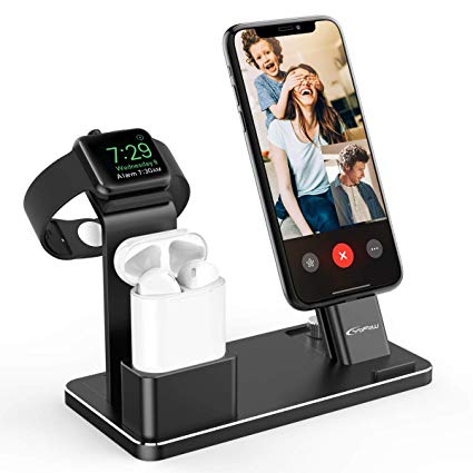 YoFeW Aluminum Alloy Charging Stand Compatible with iWatch Apple Watch Charging Stand for AirPods, iWatch Series 4/3/2/1,iPhone Xs/X Max/XR/X/8/8Plus/7/7 Plus /6S /6S Plus/iPad