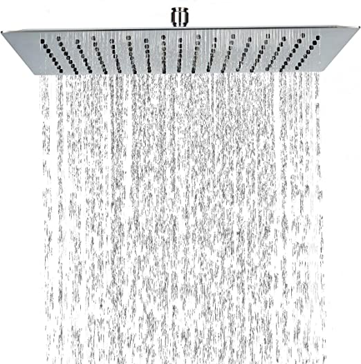 GAPPO Rain Shower Head 16 Inch Square, High Pressure Ultra Thin Rainfall Shower Head Stainless Steel, Adjustable Replacement Showerhead For Bathroom Polished Chrome
