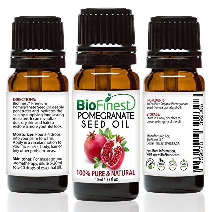 BioFinest Pomegranate Seed Organic Oil - 100% Pure Cold-Pressed - Premium Quality - Best Moisturizer For Hair, Face & Skin - Rich in Antioxidant/Vitamin - FREE E-Book (10ml)