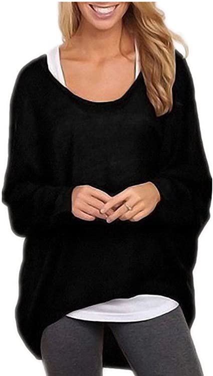 ZANZEA Women's Batwing Sleeve Off Shoulder Loose Oversized Baggy Tops Sweater Pullover Casual Blouse T-Shirt