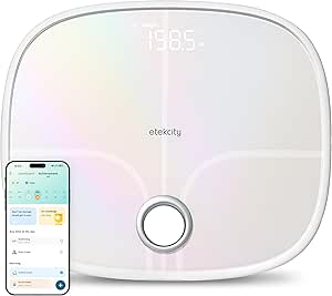 Etekcity Smart Scale for Body Weight, Bathroom Digital Rechargeable Weighing Monitor with BMI, Body Fat, Accurate Body Composition Analyzer, Bluetooth Connection App with Health and Emotion Tracker