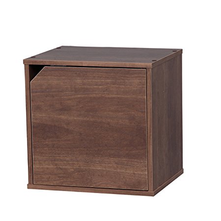 IRIS Baku Modular Wood Cube Box with Door, Brown