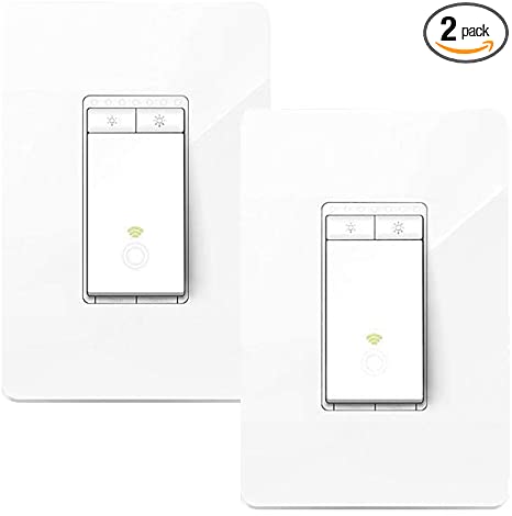 Kasa Smart Dimmer Switch by TP-Link, Single Pole, Needs Neutral Wire, WiFi Light Switch for LED Lights, Works with Alexa and Google Home, UL Certified, 2-Pack (HS220P2)