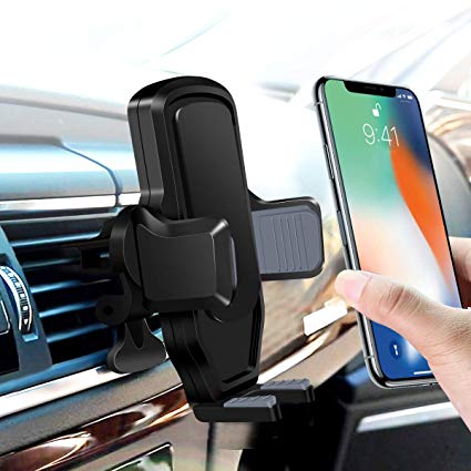 Car Phone Mount, Air Vent Cell Phone Holder for Car Universal Gravity Automatic Clip Locking Car Phone Holder Cradle Compatible with iPhone Xs MAX/XR/X/8/8Plus/7/7Plus/6s, Galaxy S10/S9/S8 LG Pixel