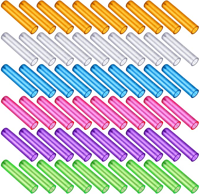 60 Pieces Pencil Caps, Plastic Pencil Tip Protector Cover Colorful Pencil Extender Holders Cute Stationery Supplies for Student School Office, 6 Colours