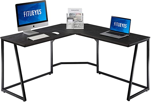 FITUEYES Modern L-Shaped Desk Corner Computer Desk PC Laptop Study Table Workstation Home Office Wood & Metal, LCD114003WB