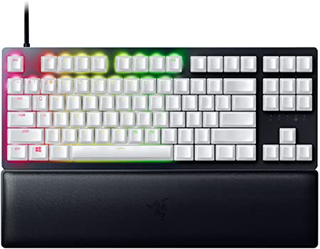 Razer Huntsman V2 TKL Tenkeyless Gaming Keyboard   Phantom Keycap Upgrade Set Bundle: Linear Optical Black/White Keycaps