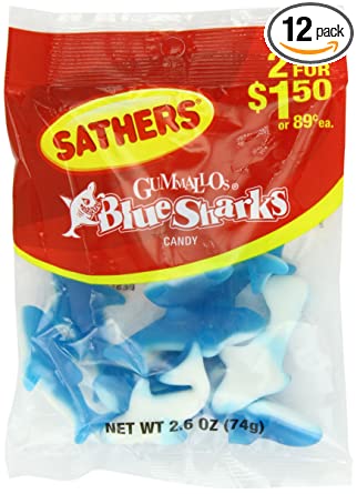 Farley's & Sathers Candy, Blue Sharks, 2.6 Ounce, Pack of 12