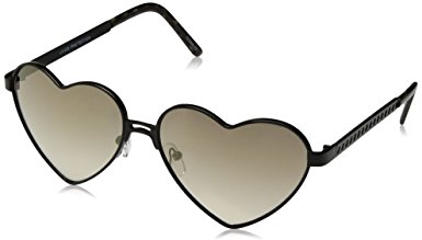 zeroUV - Womens Cute Fashion Wire Metal Inset Lens Love Lolita Heart Shaped Sunglasses