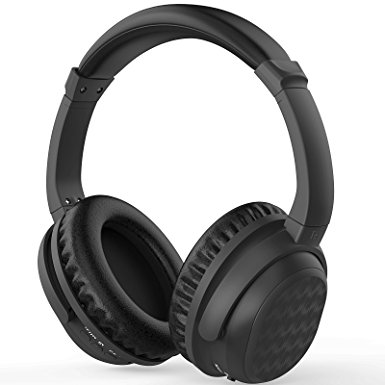 Yakalla Active Noise Cancelling Headphones, Wireless Over-ear Stereo Earphones with Microphone and Volume Control (BLACK)
