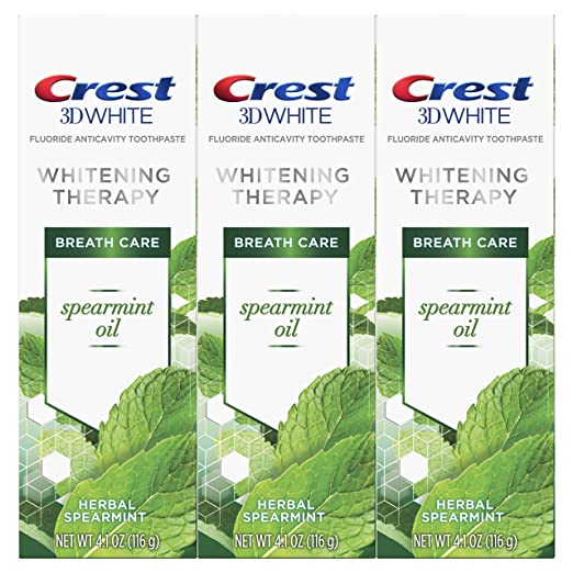 Crest 3D White Whitening Therapy Toothpaste, Spearmint Oil, 4.1 Ounce, Pack of 3