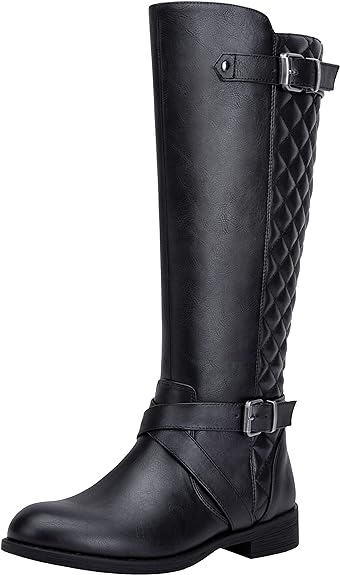 Jeossy Women's 50 Knee High Riding Boots Metal Buckle Calf Boot