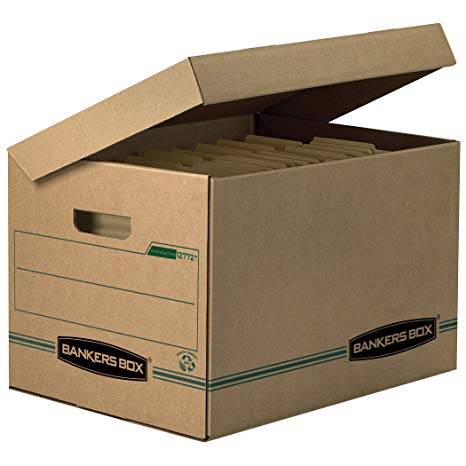 Bankers Box SYSTEMATIC Storage Boxes, Standard Set-Up, Attached Flip-Top Lid, Letter/Legal, Case of 12 (12772)