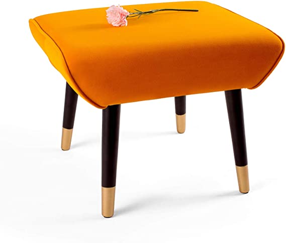 Adeco Ottoman Stool Seat - Modern Simple Nordic -17 Inches Height (Orange)