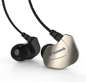 Honstek X6 Noise Isolating In-Ear Headphones with Micro&Single Button Remote Control, Sport Earphones with Extra Earbuds&Hooks for iPhone, iPad, iPod, Samsung Galaxy, Nokia, HTC, Nexus, BlackBerry and MP3/MP4 Players (Black/Gold)
