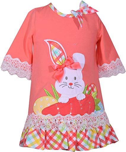 Bonnie Jean Baby Toddler and Little Girl's Easter Dress with Bunny Applique