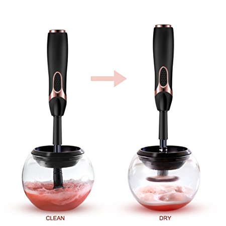 Makeup Brush Cleaner INNOLV Electric Spinning Makeup Brush Cleaner and Dryer Machine Brush Cleaner Spinner 360 Rotation Cleans and Dries all Makeup Brushes In Seconds - Black