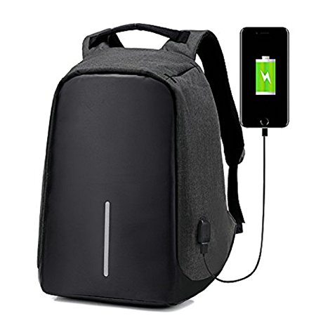 ipack Anti-theft backpack USB port backpack Laptop Backpack (Black)