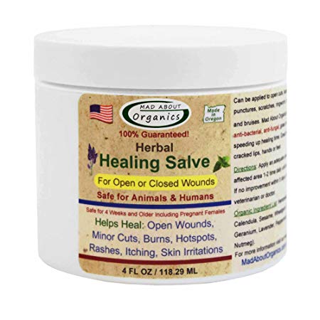 Mad About Organics All Natural Herbal Skin Wound Healing Salve for all Pets