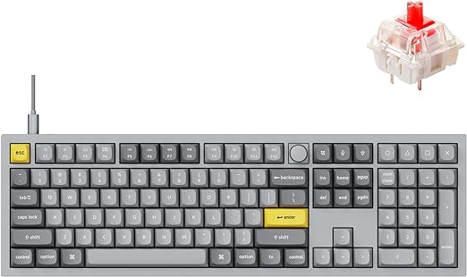 Keychron Q6 Wired Custom Mechanical Keyboard Knob Version, Full-Size QMK/VIA Programmable Macro with Hot-swappable Gateron G Pro Red Switch Double Gasket Compatible with Mac Windows Linux (Grey)