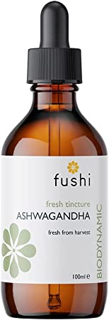 Fushi Ashwagandha Organic Tincture 100ml, 1:2@25%, Certified Organic Biodynamic Harvested