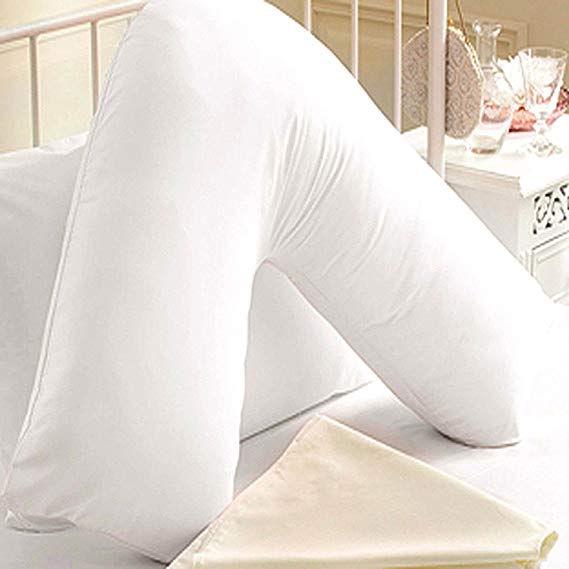 Iyan Linens Ltd Large Back & Neck Nursing Support Non Allergenic Orthopedic/Pregnancy V- Shaped Maternity Pillow
