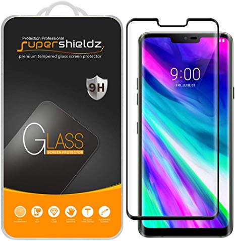 (2 Pack) Supershieldz for LG G8 ThinQ Tempered Glass Screen Protector, (Full Cover) (3D Curved Glass) Anti Scratch, Bubble Free (Black)