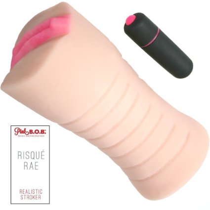 Realistic Pussy Male Sex Toy w/ Vibrator - Masturbator for Men w/ Vibrations