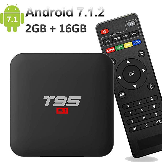 EASYTONE Android 7.1.2 TV Box,2018 Newest TV Boxes Android 7.1 with 2GB  16GB/ Quad Core CPU 64 Bits Supporting 4K (60Hz) Full HD/H.265 /3D Outputs Google TV Box T95
