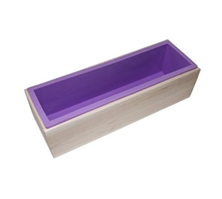 B&S FEEL Flexible Rectangular Soap Silicone Mold with Wood Box for Homemade 42oz Soap Produce