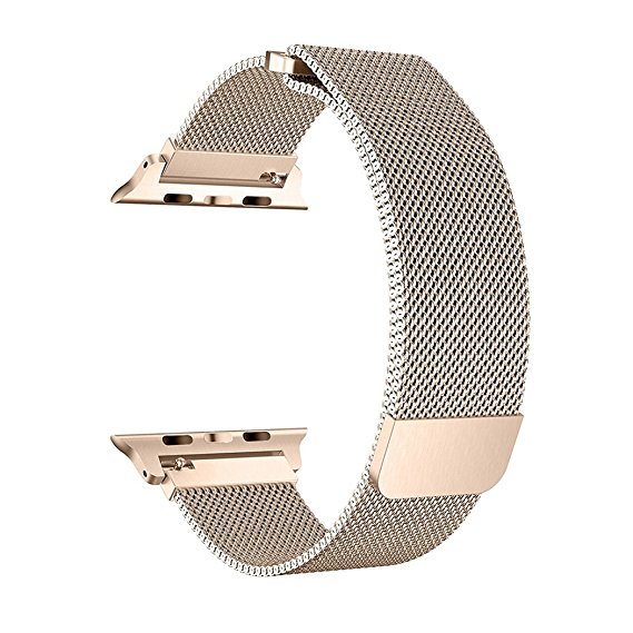 For Apple Watch Band, OROBAY Full Magnetic Milense Loop Stainless Steel Closure Replacement iWatch Strap for Apple Watch Series 3 (Champagne Gold(Series 3), 38MM
